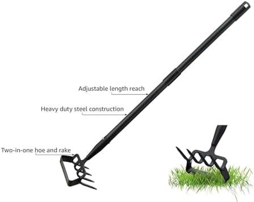 Garden Hoe 62 Inch Long Stirrup Hoe for Weeding with Adjustable Handle Scuffle, Heavy Duty Garden Hoe for Gardening Weeding