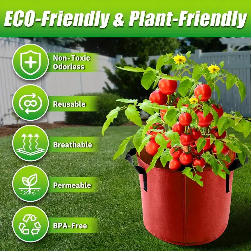 Growjoy 5 & 10-Gallon Grow Bags - 7-Pack Colorful Fabric Pots with Handles for Garden and Outdoor Planting