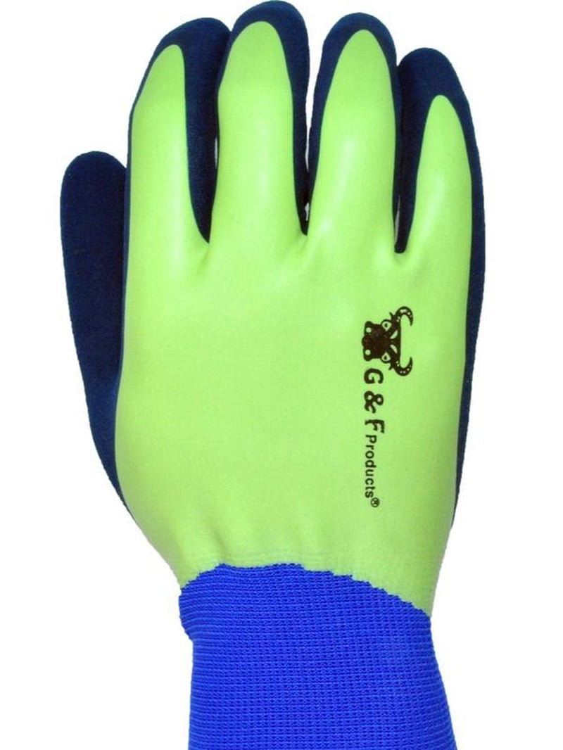 G & F 1536-6 6 PAIR PACK Aqua Gardening Men'S Gloves with Double Microfoam Latex Water Resistant Palm， Men'S Size