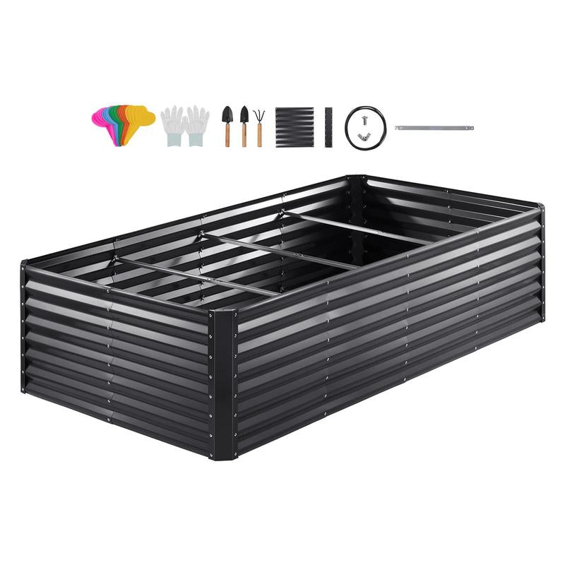 VEVOR Raised Garden Bed, Max. 94.5X47.2X23.6" Galvanized Metal Planter Box, Outdoor Planting Boxes with Open Base, for Growing Flowers/Vegetables/Herbs in Backyard/Garden/Patio/Balcony, Dark Gray