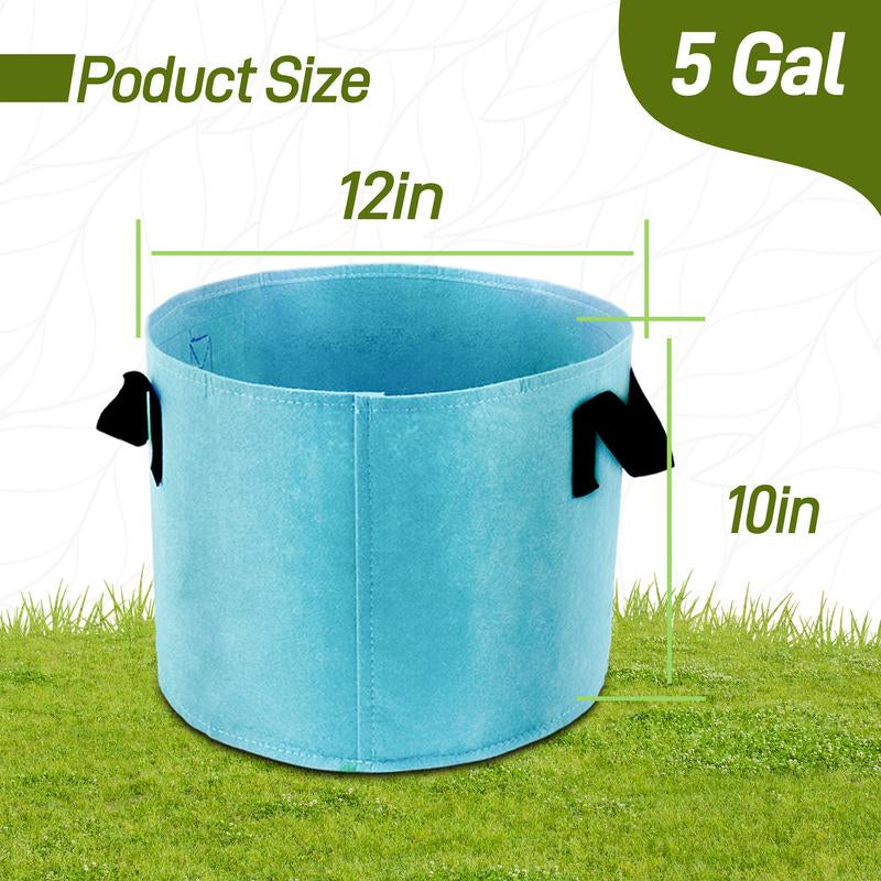 Growjoy 5 & 10-Gallon Grow Bags - 7-Pack Colorful Fabric Pots with Handles for Garden and Outdoor Planting