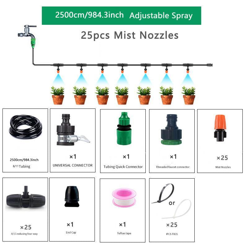 2024 Outdoor Garden Hose Sprayer Kit, 1 Set Farm Sprayer Garden Watering Kit, Outdoor Garden Cooling Atomization System, Home Garden Supplies, Summer Essentials, Back to School Gifts