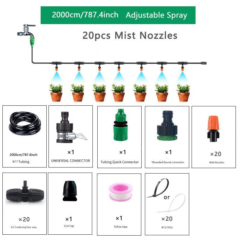 2024 Outdoor Garden Hose Sprayer Kit, 1 Set Farm Sprayer Garden Watering Kit, Outdoor Garden Cooling Atomization System, Home Garden Supplies, Summer Essentials, Back to School Gifts