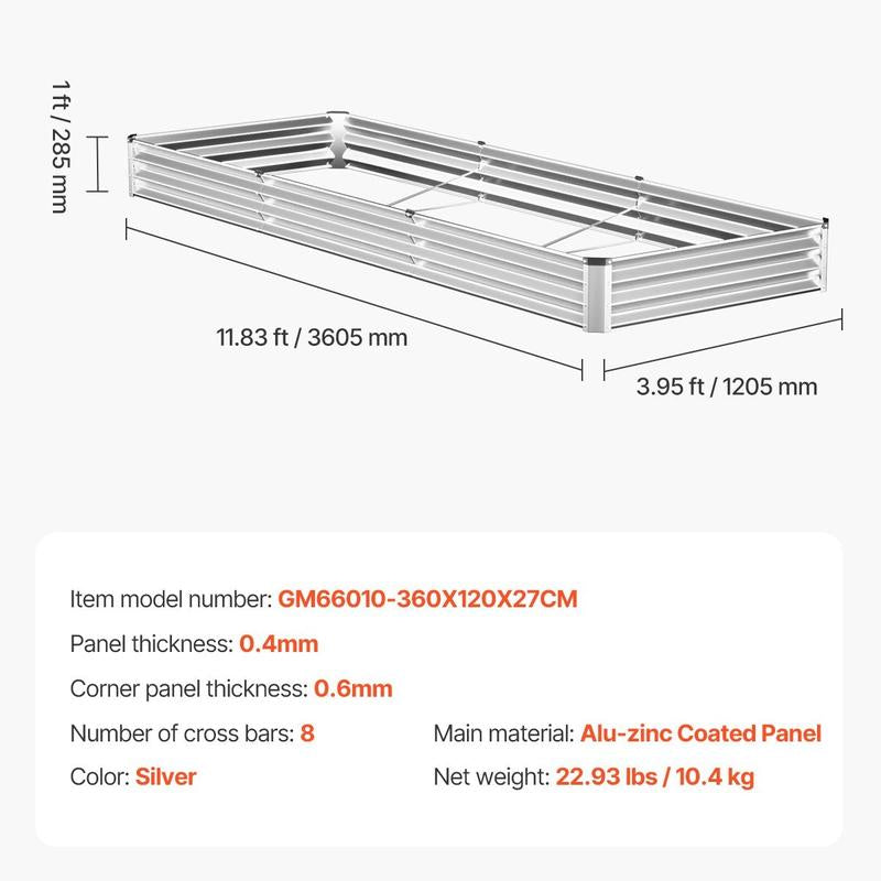 VEVOR Raised Garden Bed, Max. 94.5X47.2X23.6" Galvanized Metal Planter Box, Outdoor Planting Boxes with Open Base, for Growing Flowers/Vegetables/Herbs in Backyard/Garden/Patio/Balcony, Dark Gray