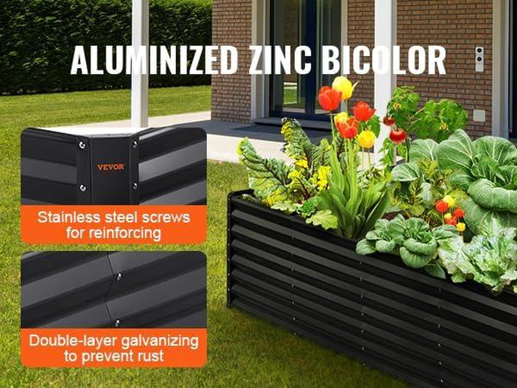 VEVOR Raised Garden Bed, Max. 94.5X47.2X23.6" Galvanized Metal Planter Box, Outdoor Planting Boxes with Open Base, for Growing Flowers/Vegetables/Herbs in Backyard/Garden/Patio/Balcony, Dark Gray