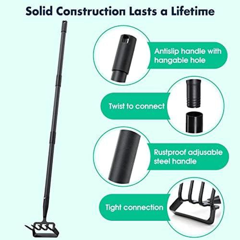 Garden Hoe 62 Inch Long Stirrup Hoe for Weeding with Adjustable Handle Scuffle, Heavy Duty Garden Hoe for Gardening Weeding