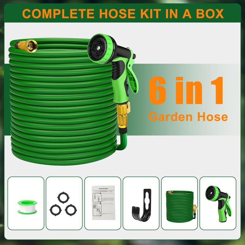 Amityke Garden Hose, 100Ft Expandable Garden Hose with 10 Functions Spray Nozzle, Water Hose with 3/4" Solid Brass Connector, Flexible and Leakproof Water Pipe for Car Washing