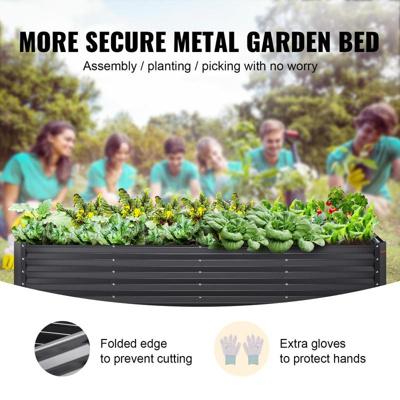 VEVOR Raised Garden Bed, Max. 94.5X47.2X23.6" Galvanized Metal Planter Box, Outdoor Planting Boxes with Open Base, for Growing Flowers/Vegetables/Herbs in Backyard/Garden/Patio/Balcony, Dark Gray