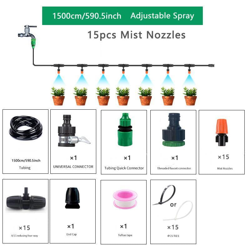 2024 Outdoor Garden Hose Sprayer Kit, 1 Set Farm Sprayer Garden Watering Kit, Outdoor Garden Cooling Atomization System, Home Garden Supplies, Summer Essentials, Back to School Gifts