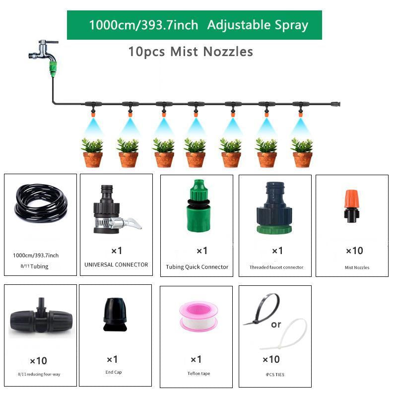 2024 Outdoor Garden Hose Sprayer Kit, 1 Set Farm Sprayer Garden Watering Kit, Outdoor Garden Cooling Atomization System, Home Garden Supplies, Summer Essentials, Back to School Gifts